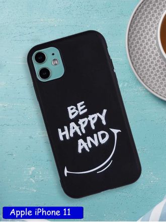 Чехол дизайнерский для Apple Iphone 11. Be happy and smile.