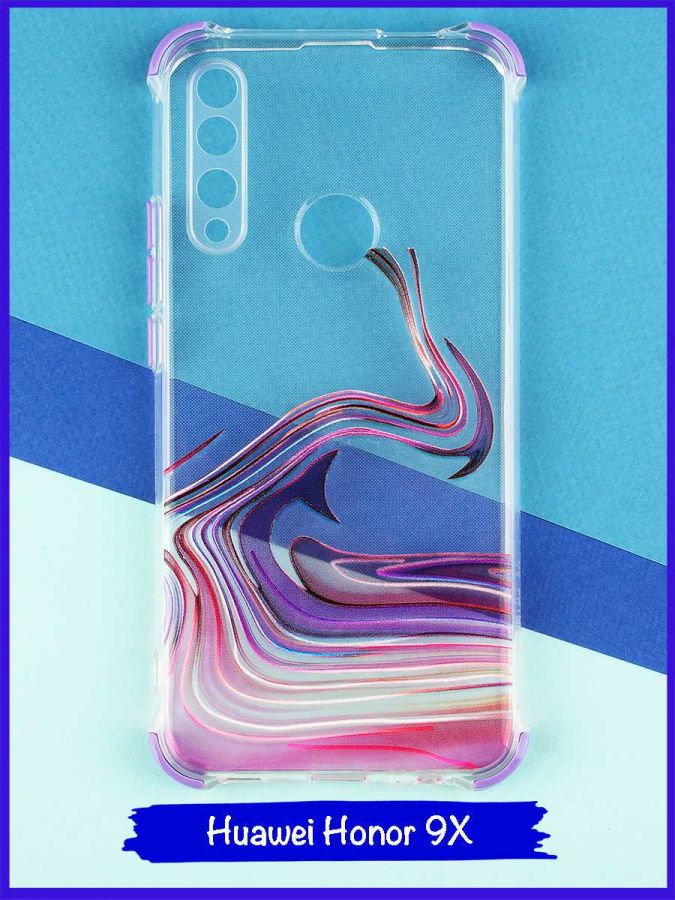 Чехол дизайнерский антишок для Huawei Honor 9X / Huawei P Smart Z / Huawei Y9s / Huawei Y9 Prime 2019. Акварель. Фиолетовый.