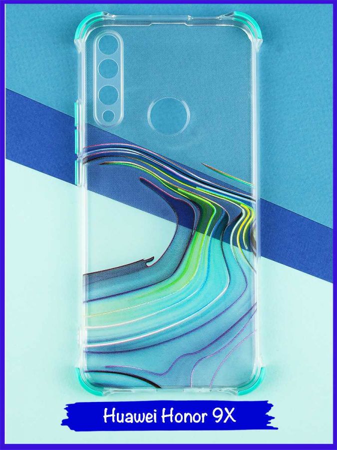 Чехол дизайнерский антишок для Huawei Honor 9X / Huawei P Smart Z / Huawei Y9s / Huawei Y9 Prime 2019. Акварель. Зеленый.