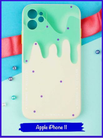 Чехол дизайнерский Icecream для Apple Iphone 11. Зеленый.