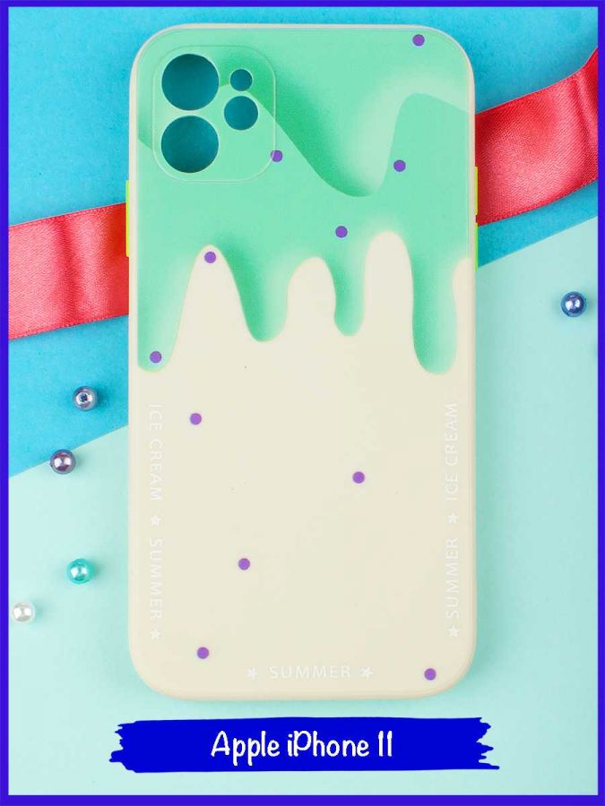 Чехол дизайнерский Icecream для Apple Iphone 11. Зеленый.