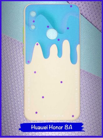 Чехол дизайнерский Icecream для Huawei Honor 8A / Huawei Y6s (2019) / Huawei Y6 Prime (2019). Голубой.