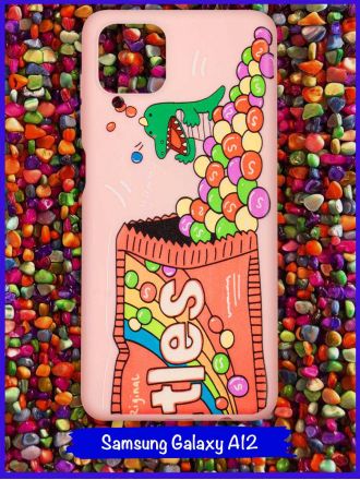 Чехол дизайнерский для Samsung Galaxy A12. Skittles.