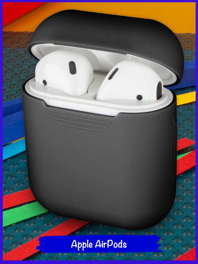 Чехол силиконовый AirPods. Неотъемная крышка. Черный. Apple AirPods