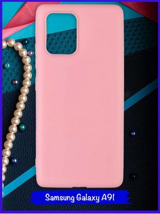 Чехол для Samsung Galaxy A91. Розовый. Soft touch.