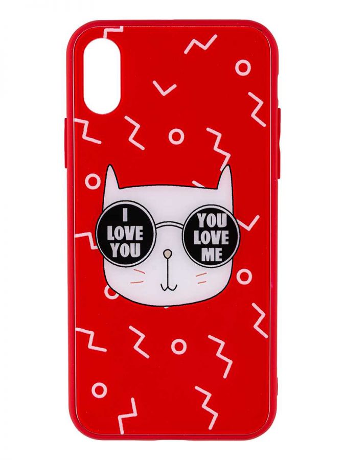 Чехол дизайнерский для Apple Iphone X / Apple Iphone XS. Кот I love you / You love me.