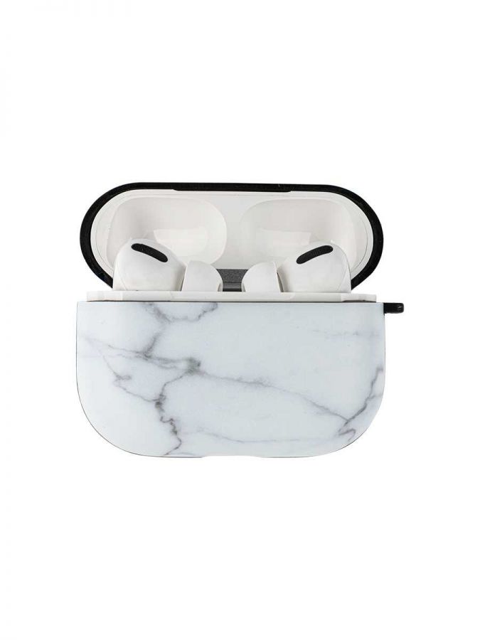 Чехол для AirPods Pro. Белый. Мрамор.