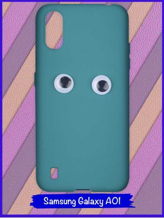 Чехол для Samsung Galaxy A01. Глаза. Морская волна.