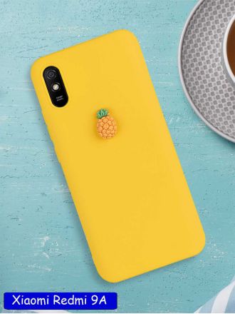 Чехол дизайнерский для Xiaomi Redmi 9A. Желтый. Ананас.