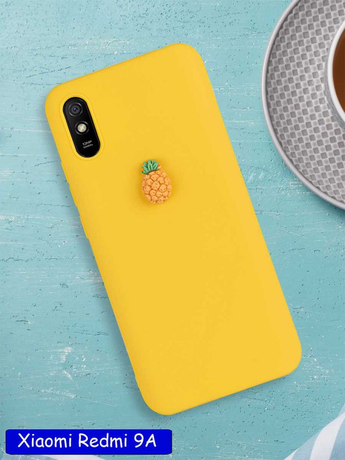 Чехол дизайнерский для Xiaomi Redmi 9A. Желтый. Ананас.